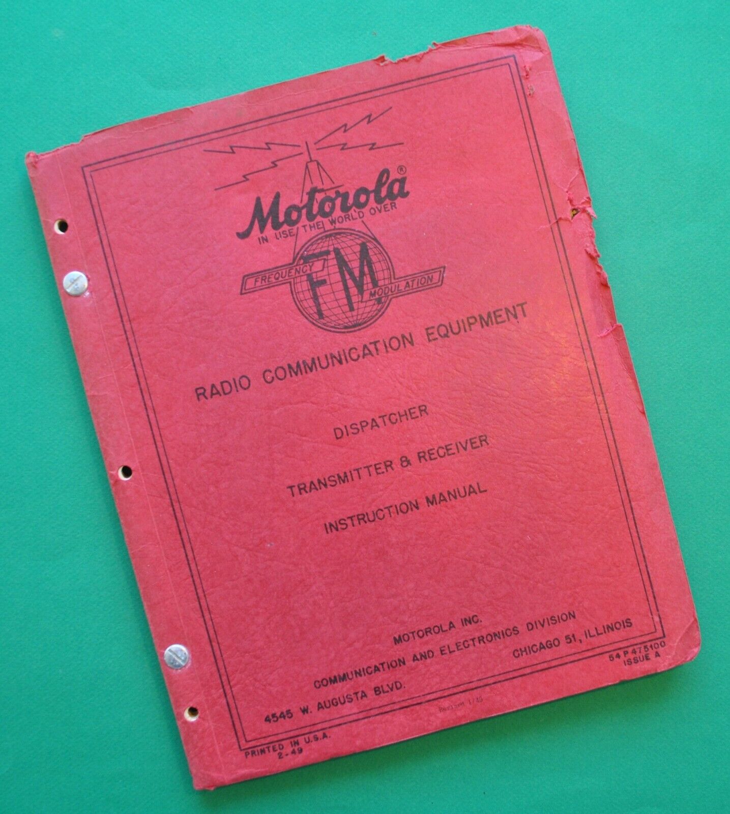 Original 1940's - 50's Motorola Radio Harley Service Manual Book WL G GA FL FLP