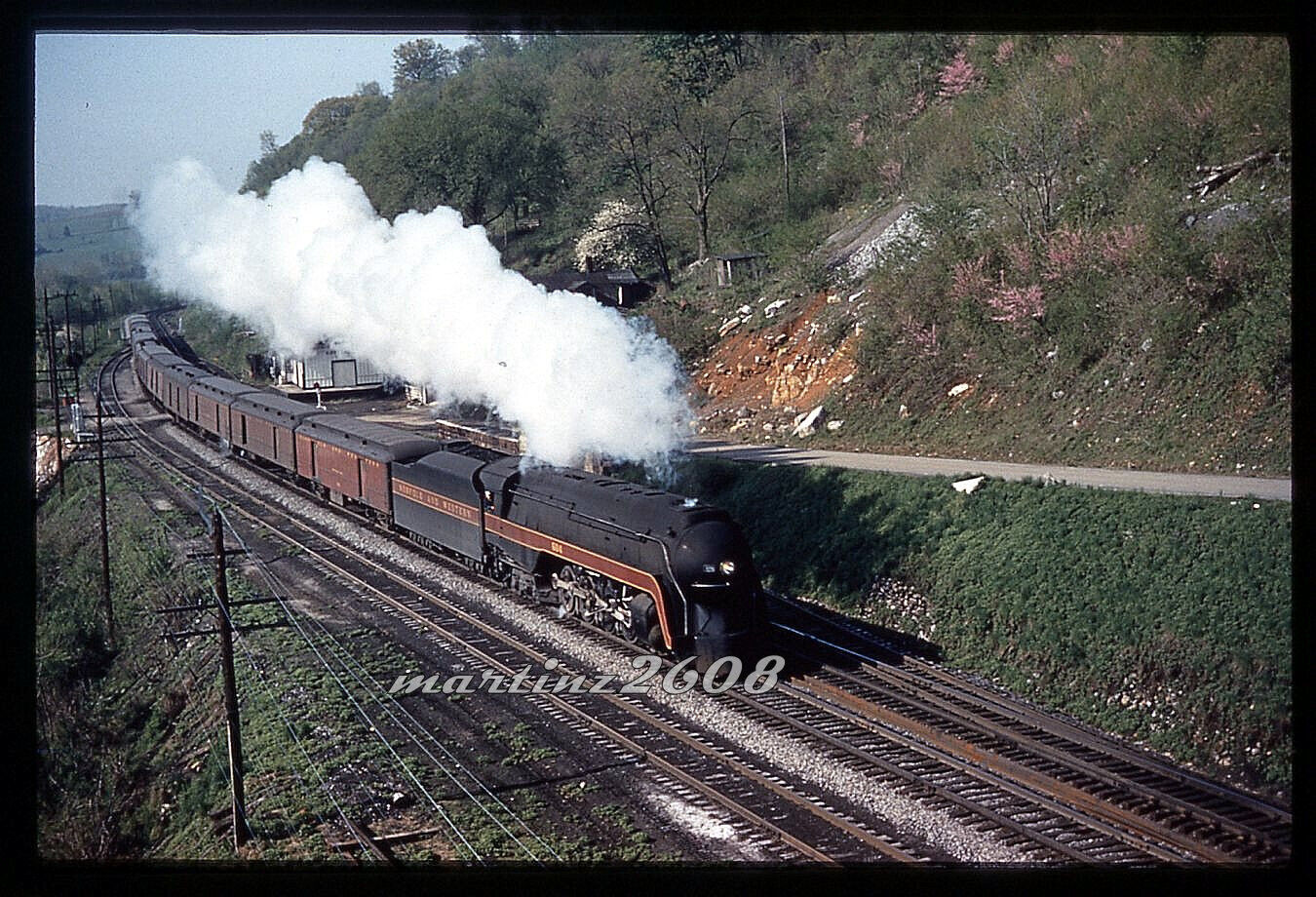 (MZ) DUPE TRAIN SLIDE NORFOLK & WESTERN (NW) 604 ACTION