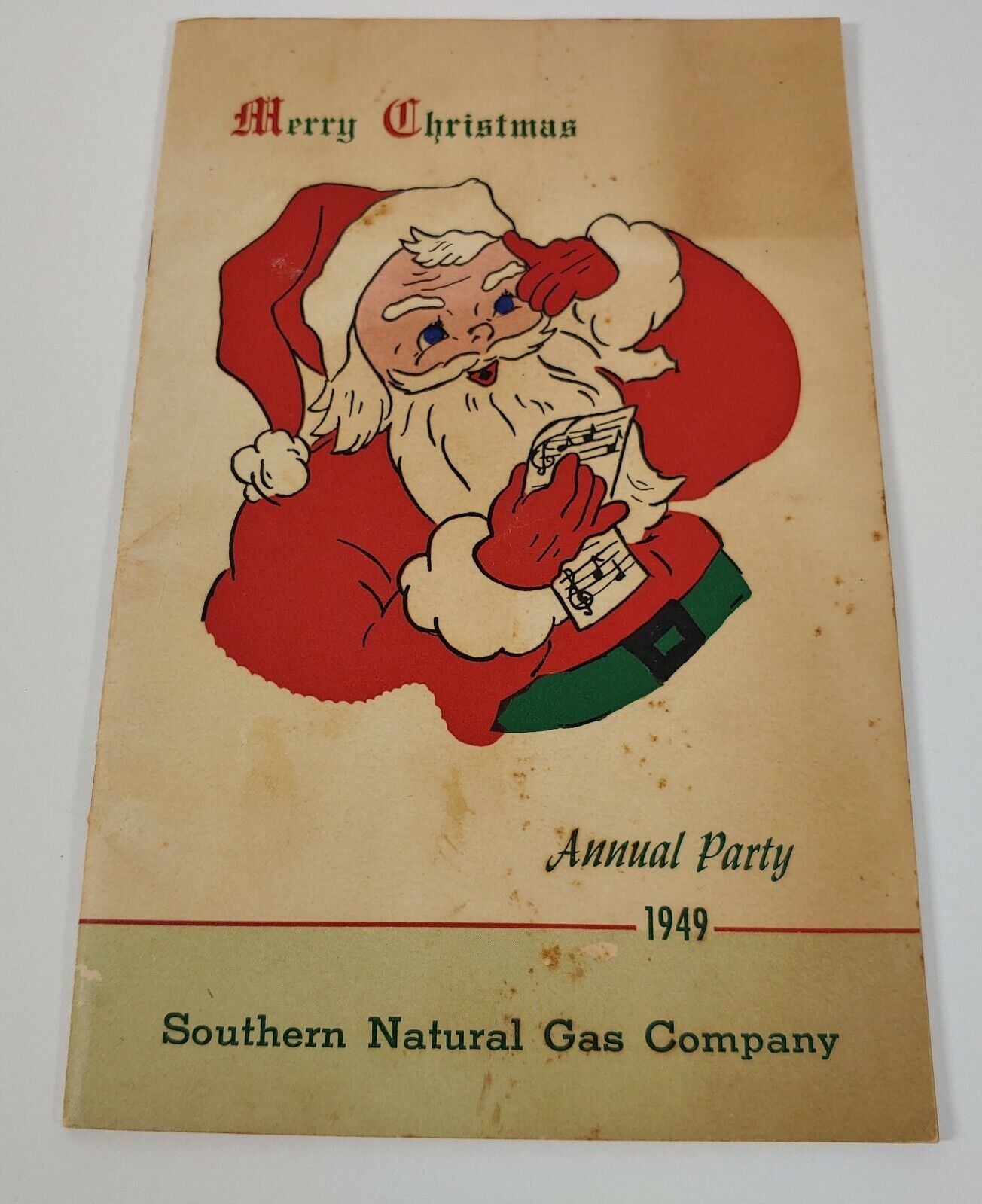 Vintage 1949 Southern National Gas Company Annual Party Christmas Carol Book
