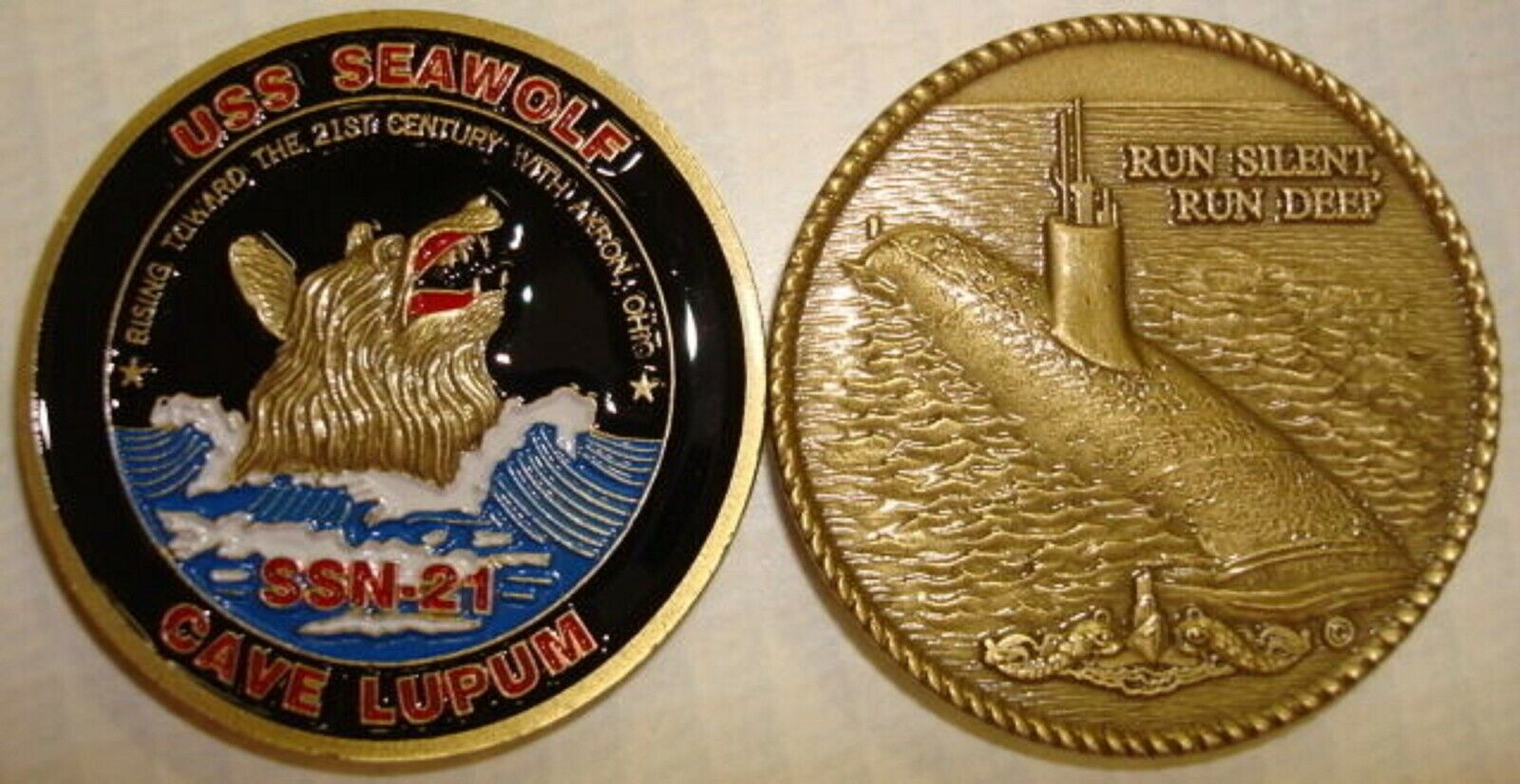 USS SEAWOLF SSN-21 NAVY SUBMARINE CAVE LUPUM MILITARY  CHALLENGE COIN