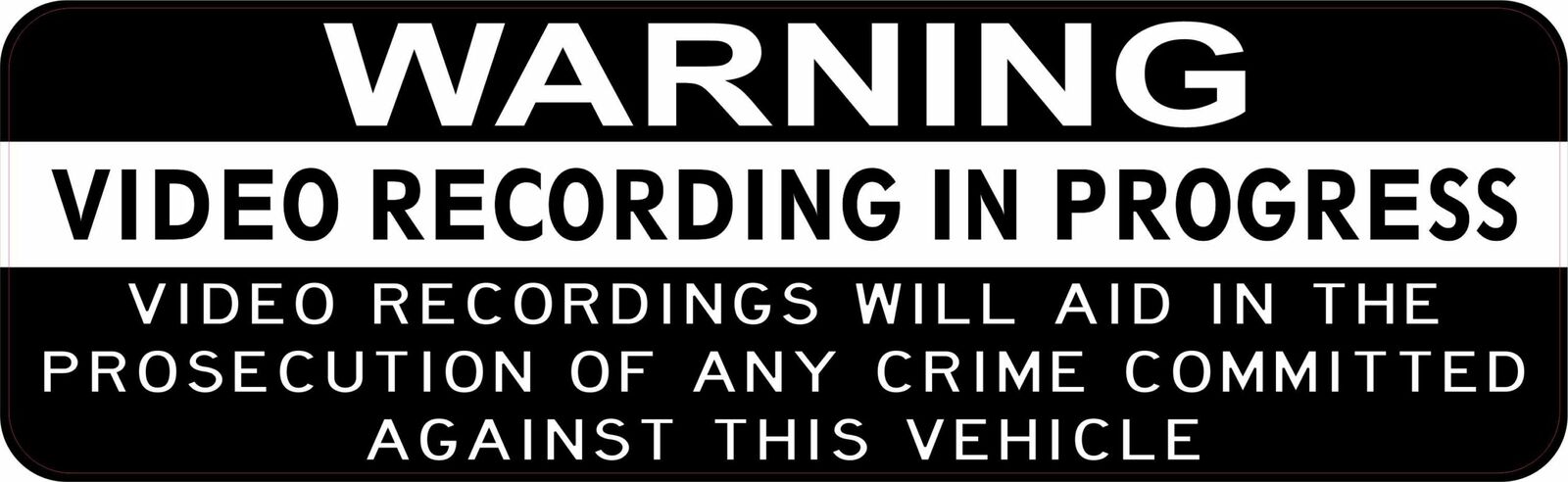 10in x 3in Video Recording in Progress Vinyl Sticker Car Vehicle Bumper Decal