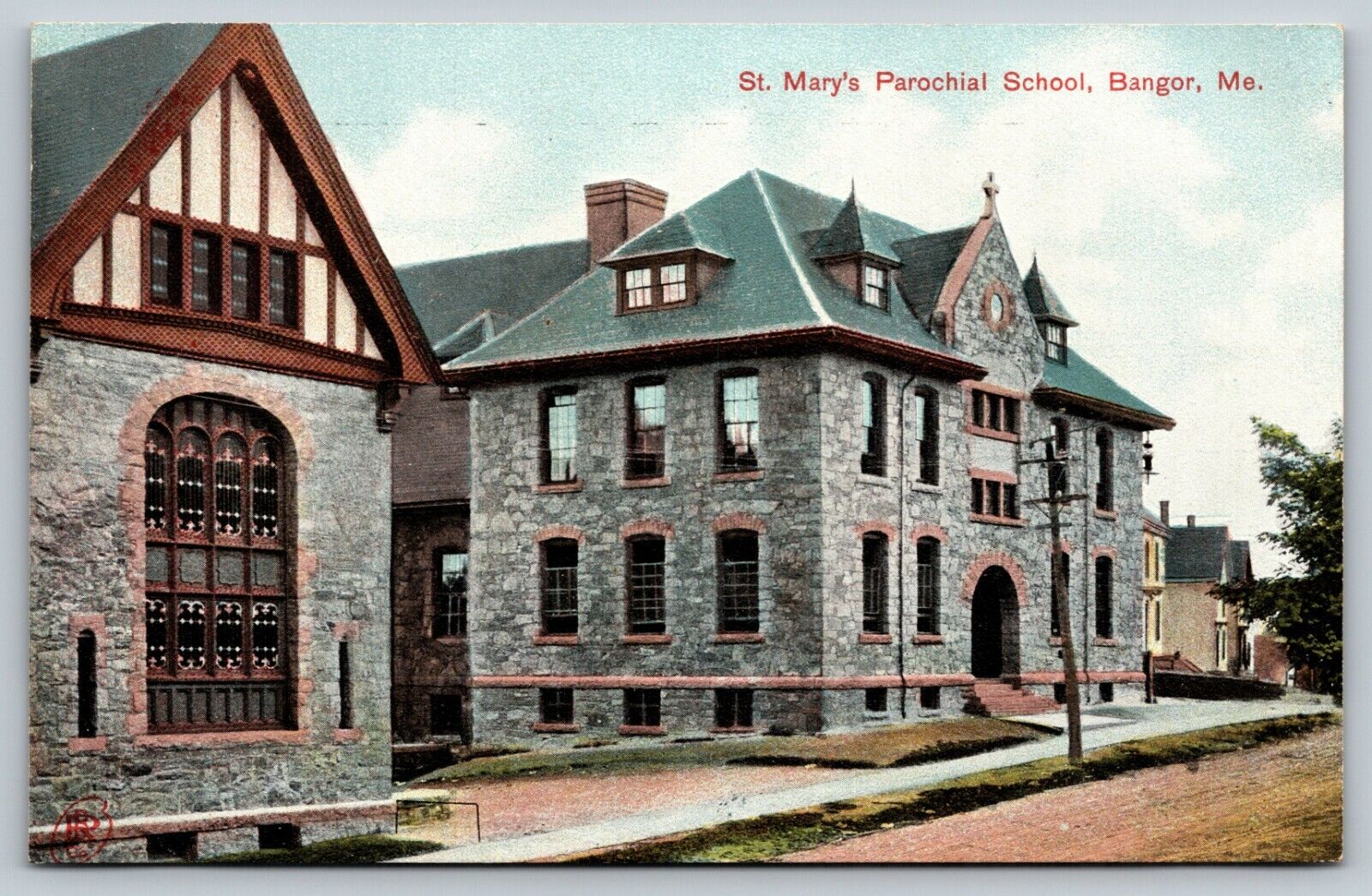 BANGOR MAINE ST MARYS PAROCHIAL SCHOOL UDB vintage UNP ANT c1903 Postcard A57