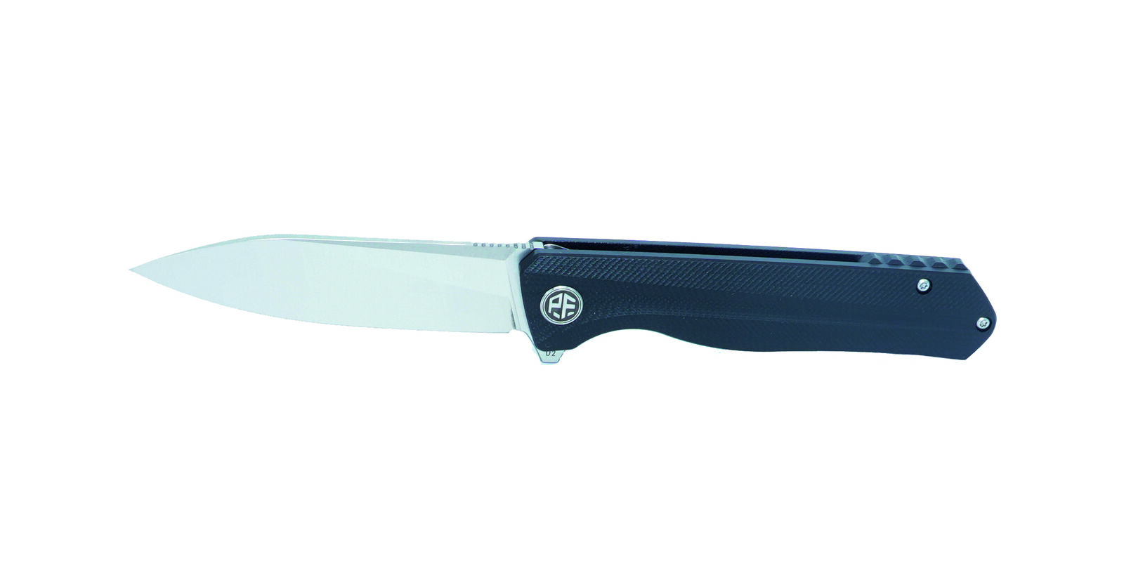 Petrified Fish Foldng Knife Black G10 Handle D2 Plain Edge Satin PF-818-DS