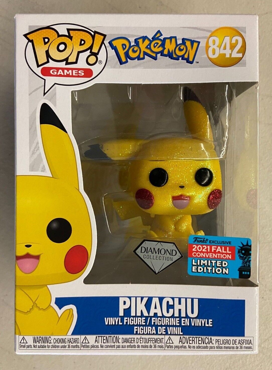 Funko Pop Pokemon Diamond Edition Pikachu #842 2021 NYCC Exclusive