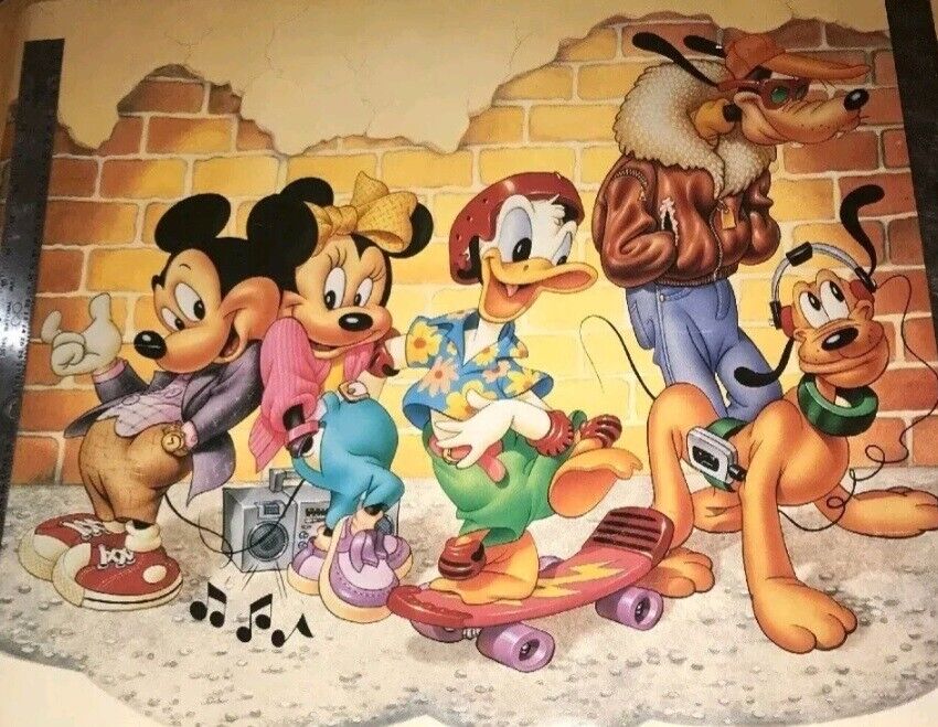 Vintage Walt Disney Mickey Minnie Donald Goofy Pluto Poster - 1987 Sealed NOS