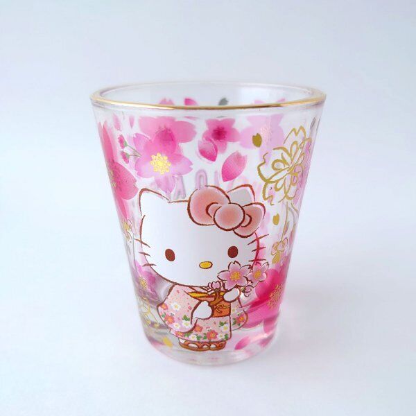 Hello Kitty Shot Glass 2.3” Sakura Kimono Sanrio Japan genuine