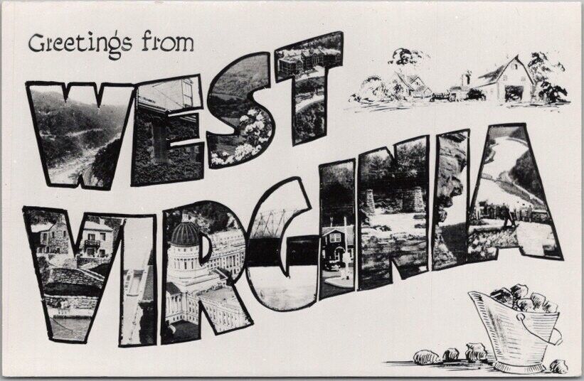 Vintage WEST VIRGINIA Large Letter Postcard Multi-View / RPPC Photo / Unused