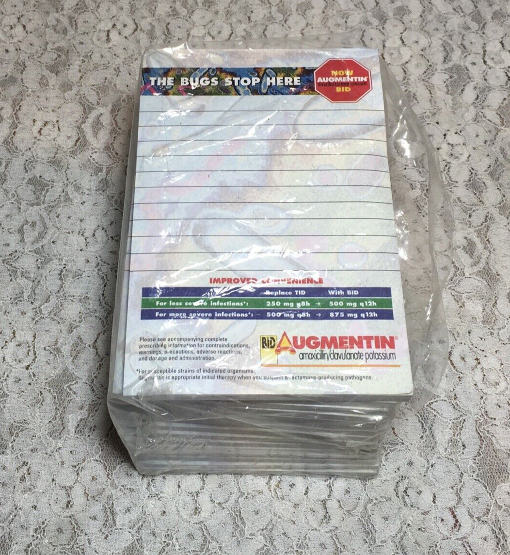 15  Drug Rep Augmentin Notepads 4in x 6in Note Pads Pharmaceuticals Hard to Find