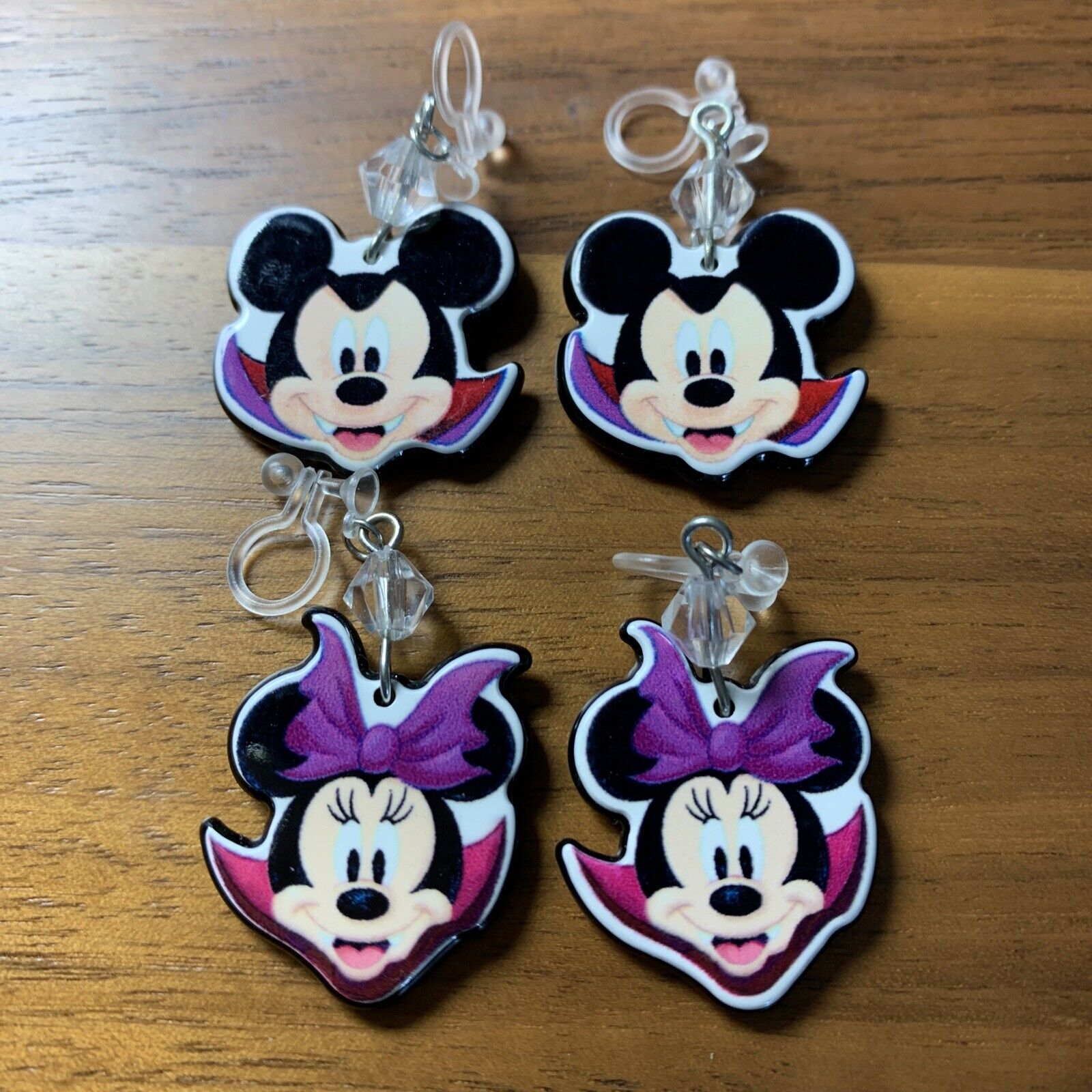 Authentic Disney Happy Halloween Clip On Earrings Mickey & Minnie collectible