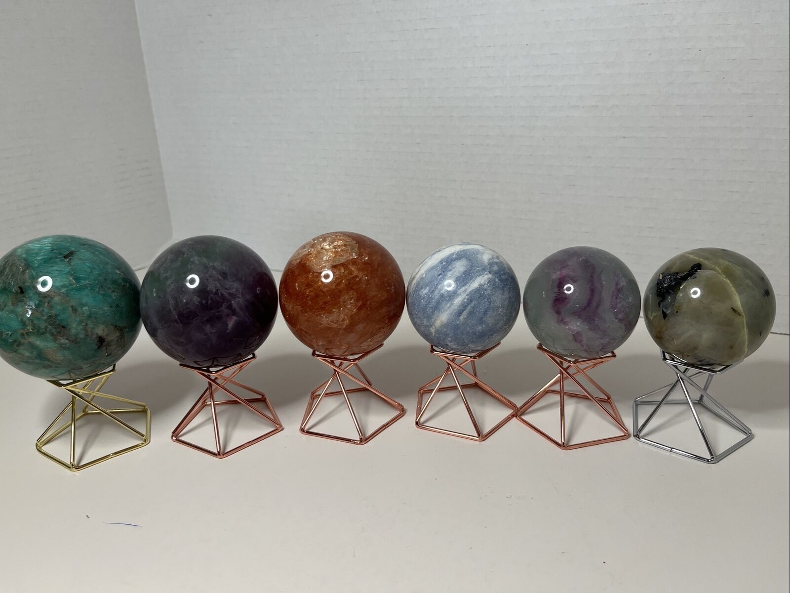 Sphere Lot/ Mixed Materials With Stands