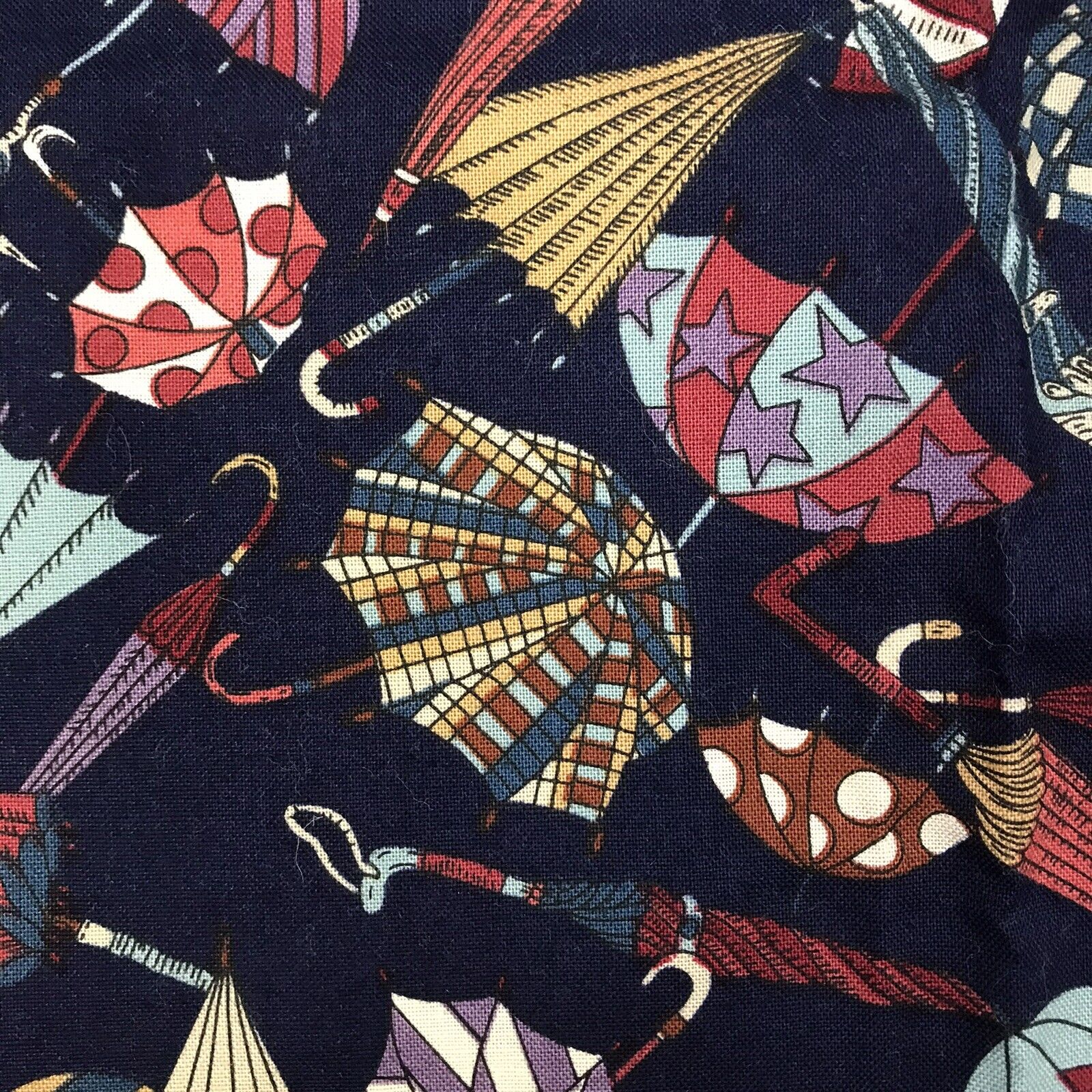 Umbrella Novelty Fabric Quilter\'s Cotton Black Brown Muted Tones 1/3 Yard 