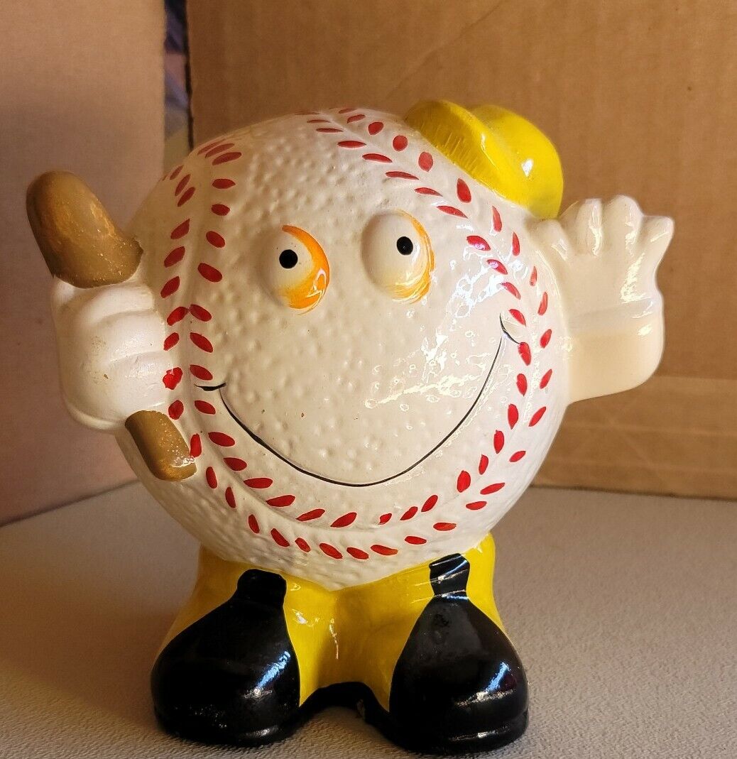 Vintage  Baseball Piggy Bank Ceramic 