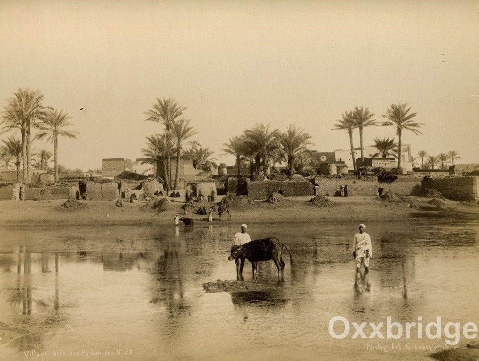 Arab Village Bedouin Nile River Egypt Sphinx Pharaoh 1880 Photo Ottoman Era