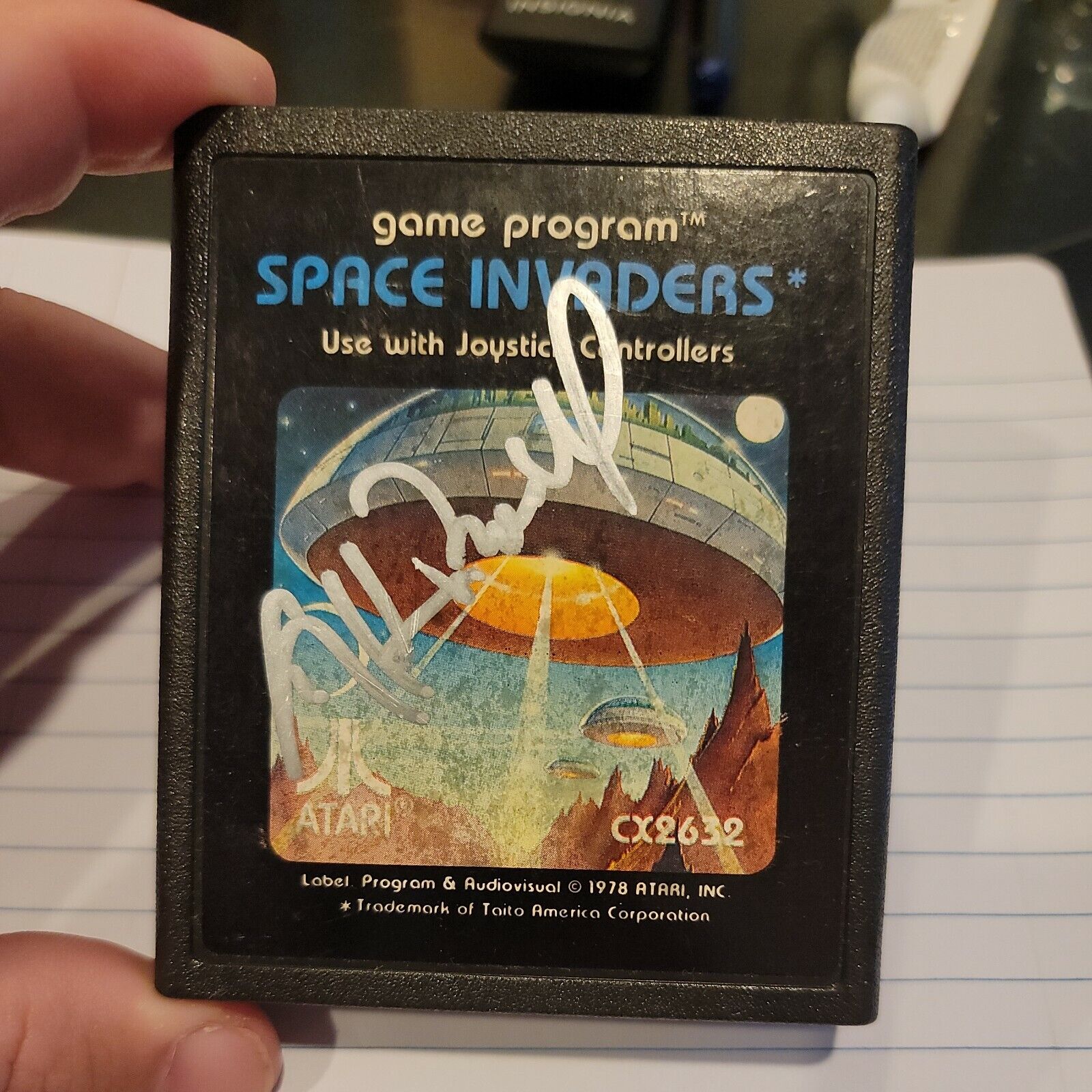 Nolan Bushnell signed autographed Atari 2600 Space invaders video game cartridge