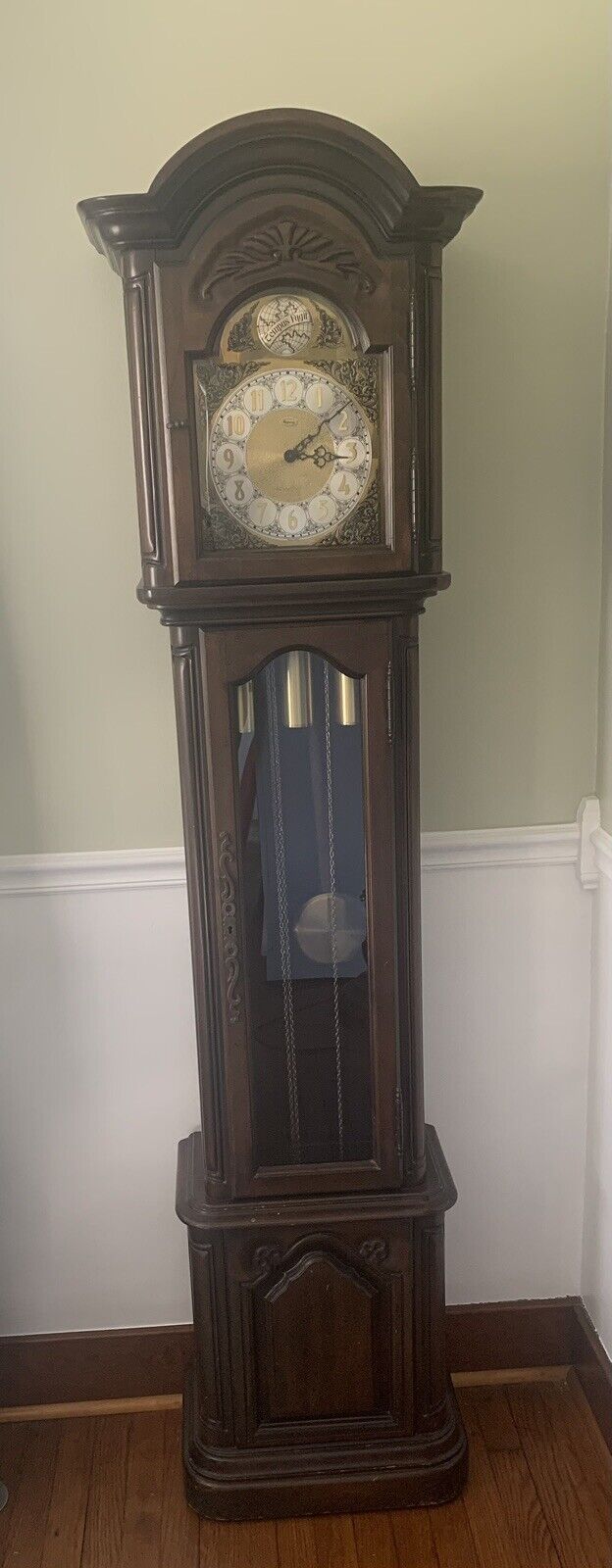 Ridgeway Tempus Fugit Grandfather Clock Chain Driven Vintage