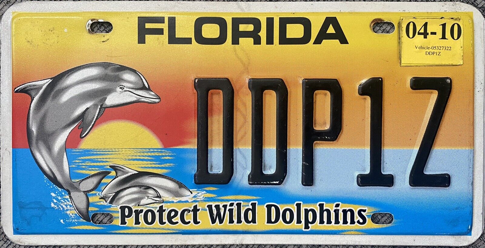 2010 Florida Protect Wild Dolphins License Plate EXPIRED