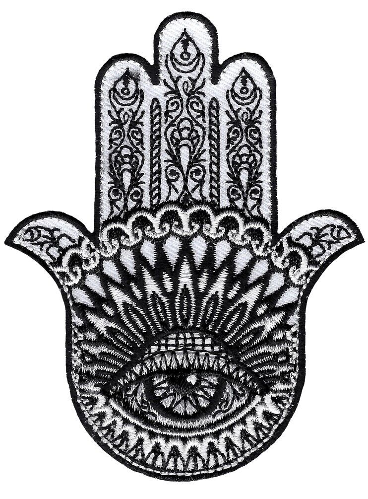 HAMSA EMBROIDERED PATCH iron-on HAND of FATIMA EVIL EYE KHAMSAH SPIRITUAL SYMBOL
