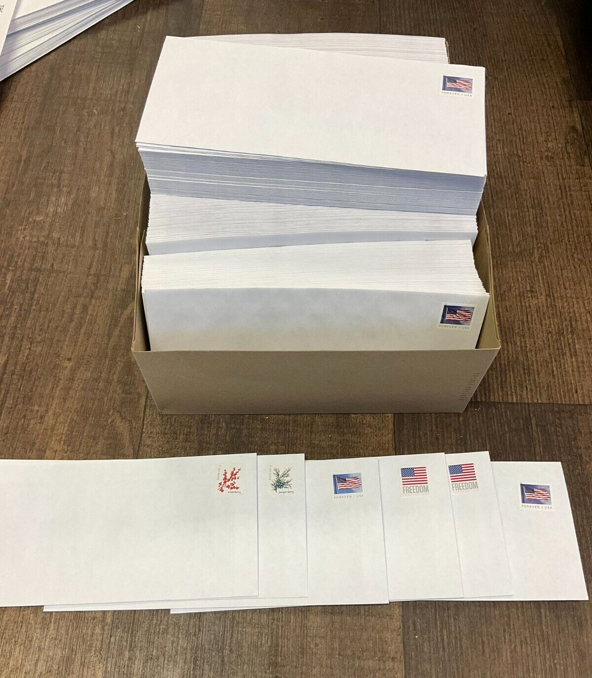 Full Box of 500 Brand New #10 Pre Forever Stamped Peel & Seal Envelopes Mail