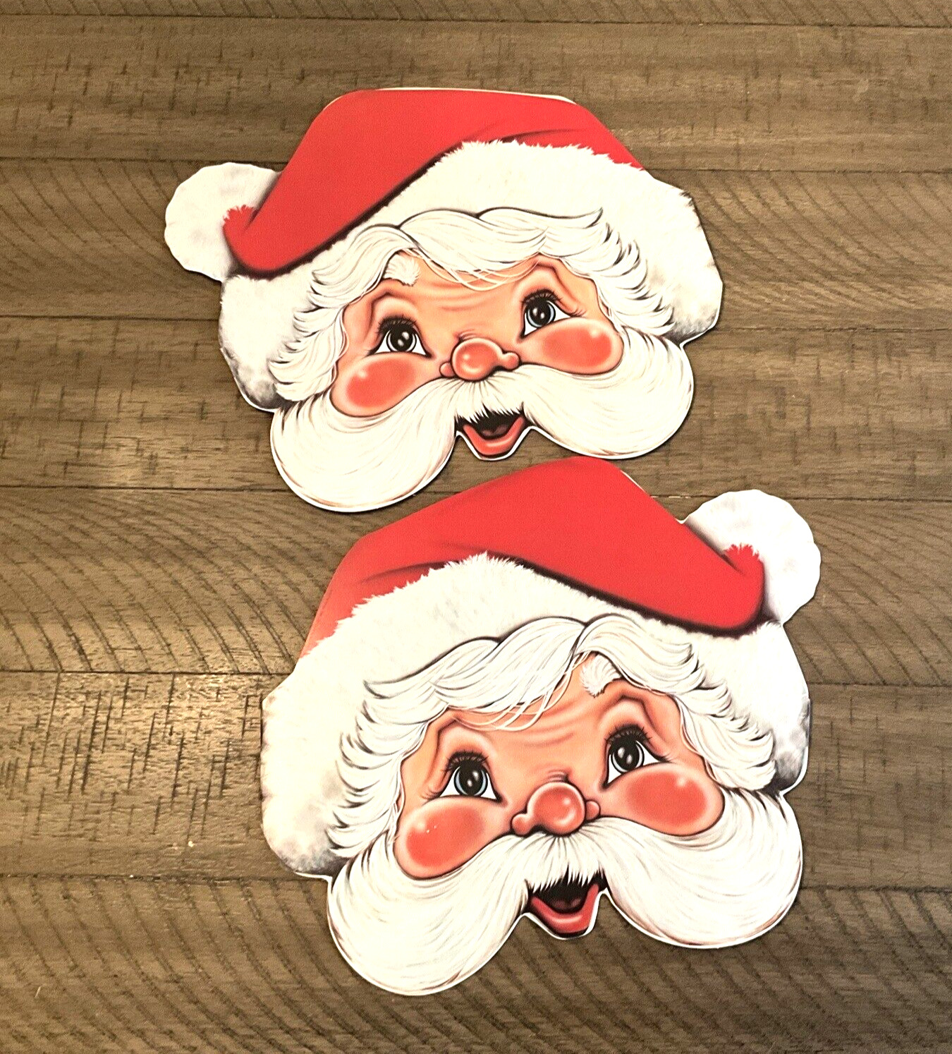 Santa face Die Cut Decoration Missing tissue beard vintage Beistle Christmas