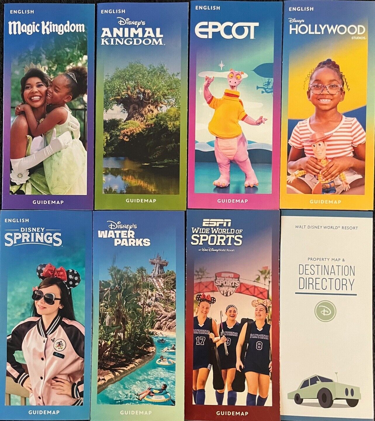 NEW 2024 Walt Disney World Theme Park  Maps -8 Guide Maps-Newest Available WDW