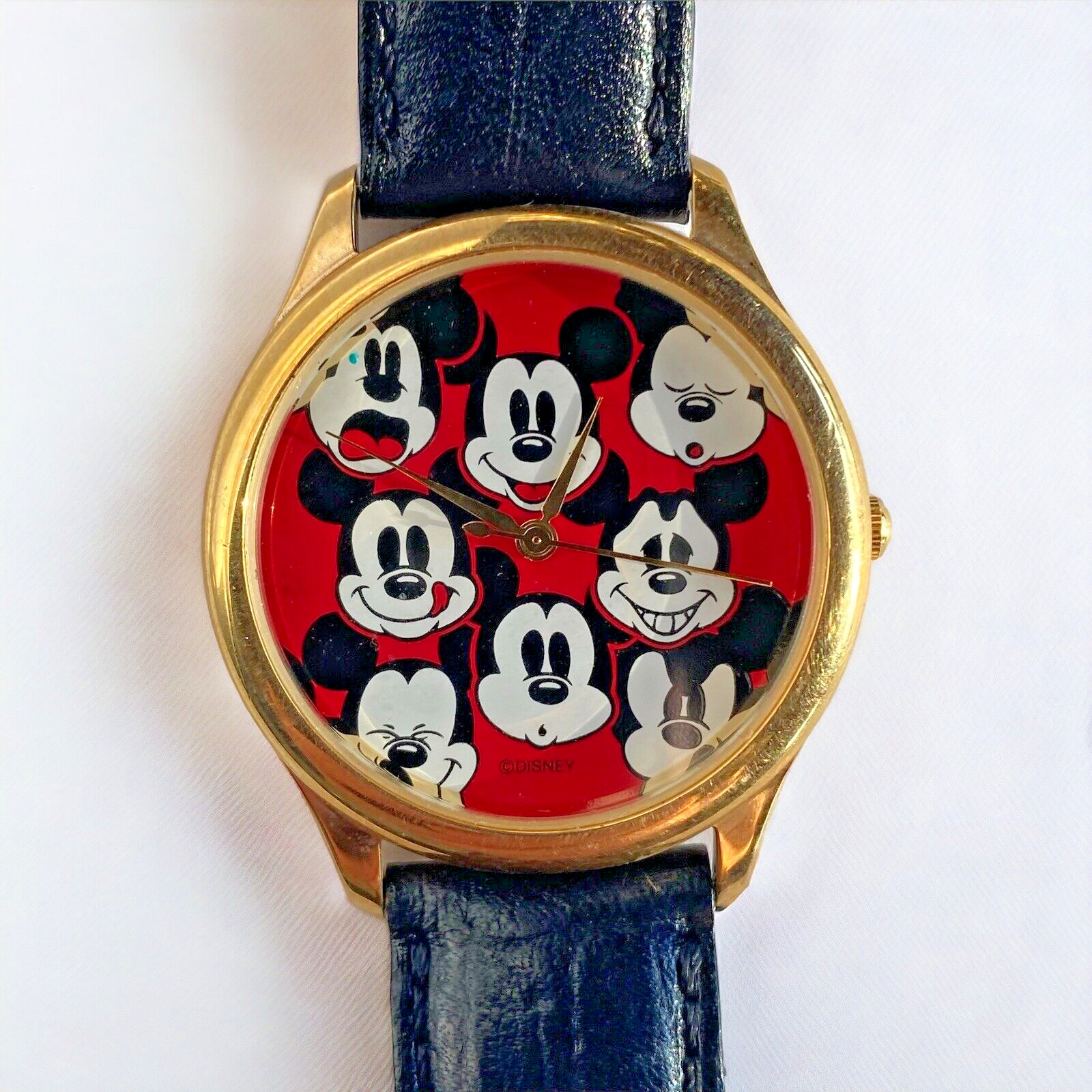 VTG 1990\'s Mickey Mouse Moods Faces Watch Disney Store Exclusive Red Black