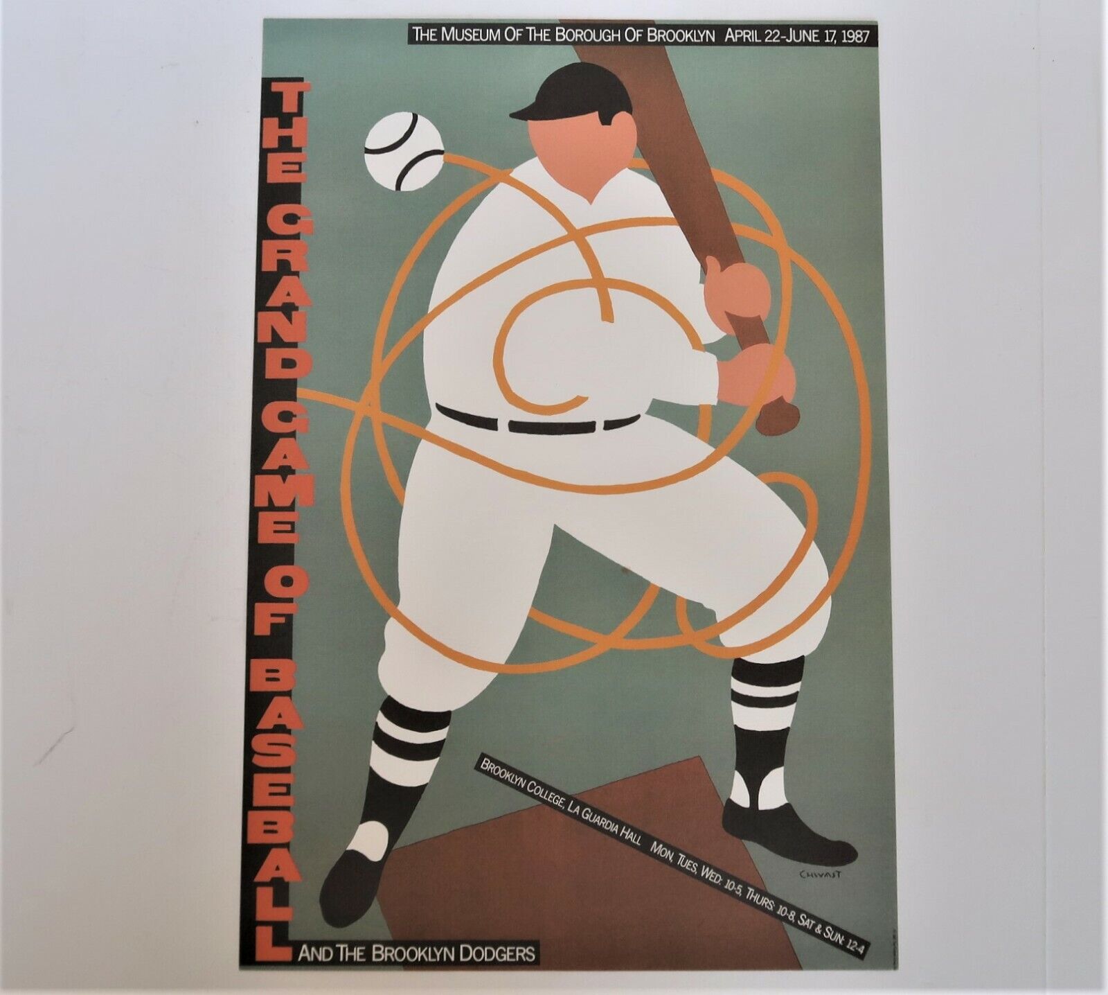 Vtg 1987 Seymour Chwast Grand Game of Baseball Museum of Borough of Brooklyn
