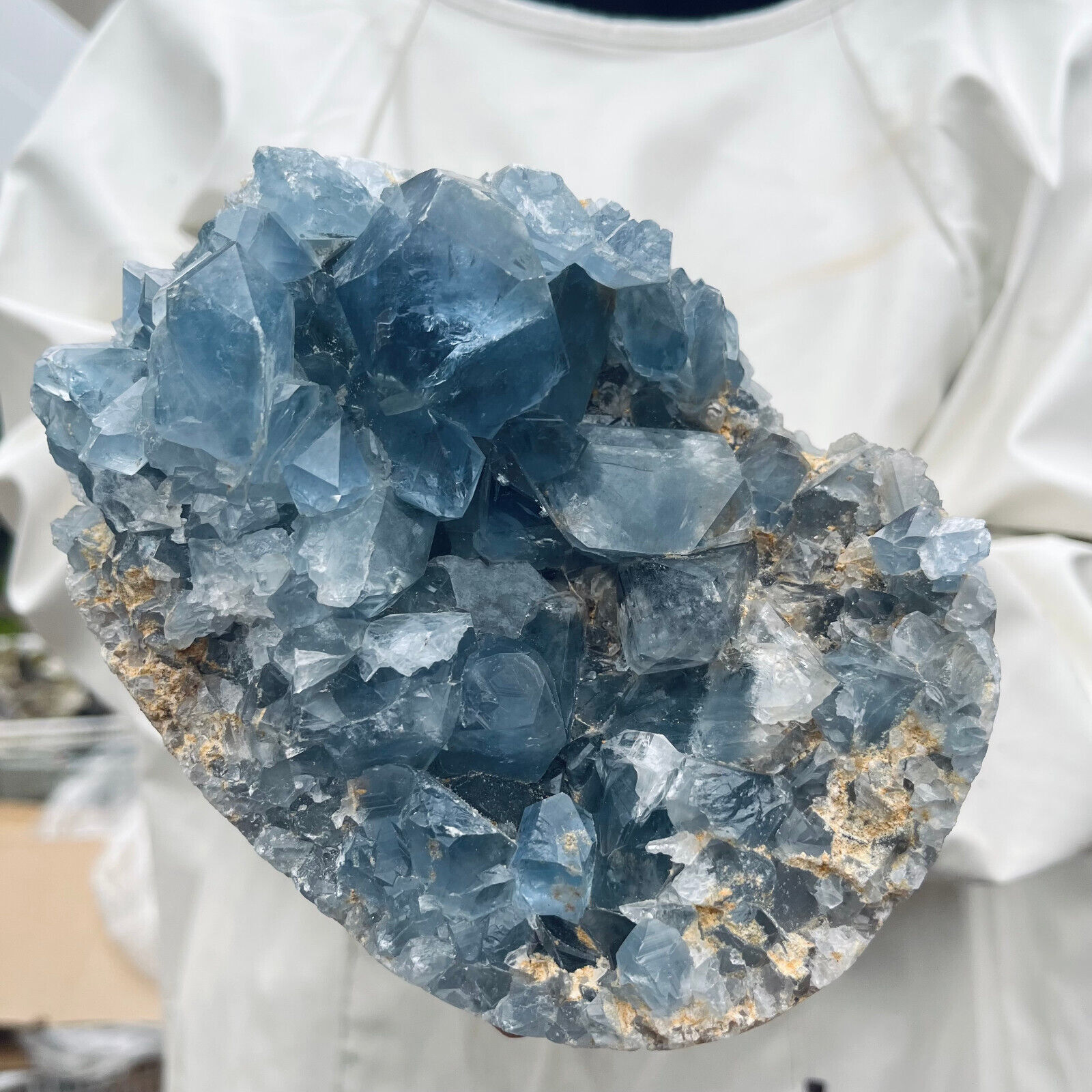 5.5lb Large Natural Blue Celestite Crystal Geode Quartz Cluster Mineral Specime