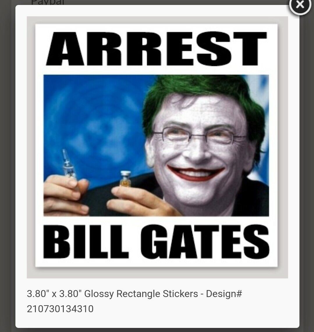 Bill Gates Stickers Lot of 5 Vaccine Salesman 💉  ARREST BILL GATES 