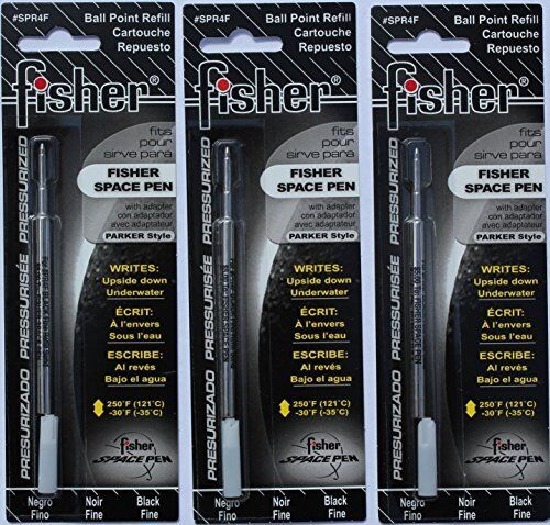 Fisher Space Pen Refills - Pack of 3 Black Fine Point Ballpoint Pen, SPR4F-3Pack