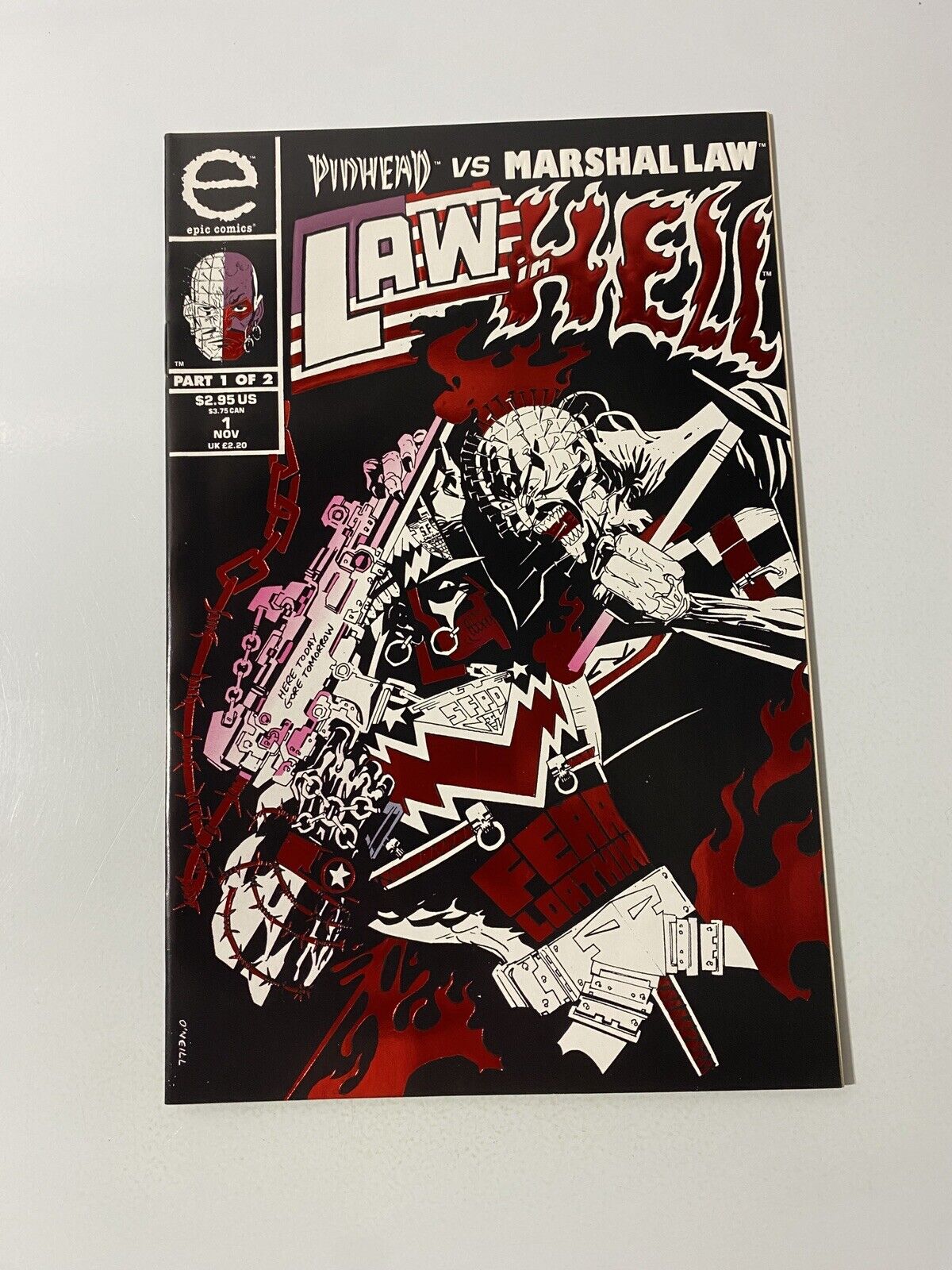 Pinhead vs Marshal Law #1 Law in Hell Epic Comics 1993 Red Foil Horror Book NM