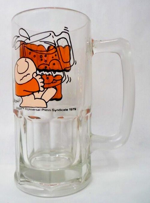 Ziggy Macho Mug Clear Glass Universal Press Syndicate 1979 X-LG 4 Cup Capacity