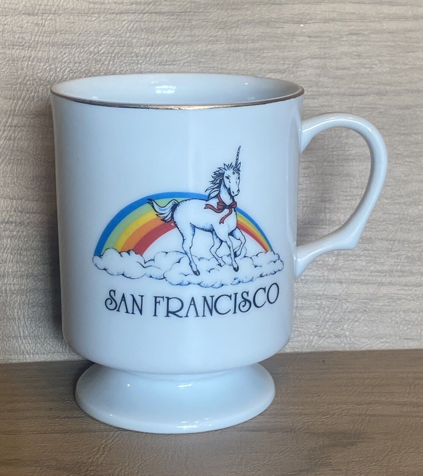 Vintage Japan Rainbow Unicorn Mug San Francisco Souvenir Coffee Cup Pride