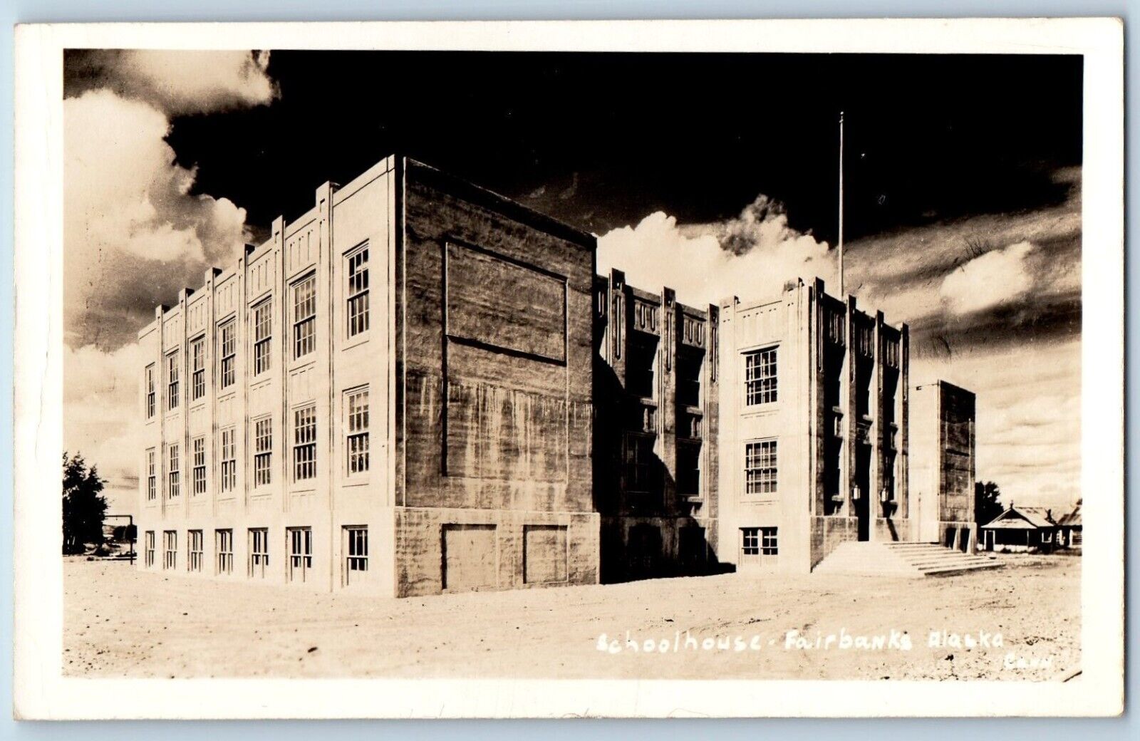 Fairbanks Alaska AK Postcard RPPC Photo School House Building c1930's Vintage