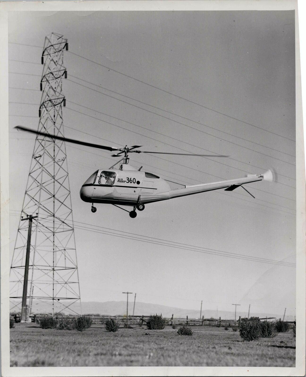 HILLER 360 HELICOPTER LARGE VINTAGE ORIGINAL MANUFACTURERS PHOTO