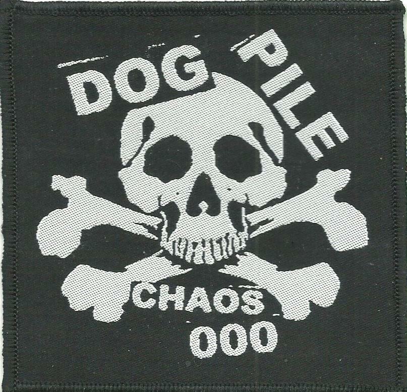 DOG PILE chaos 000 skull RARE/VINTAGE WOVEN SEW ON PATCH no longer made 
