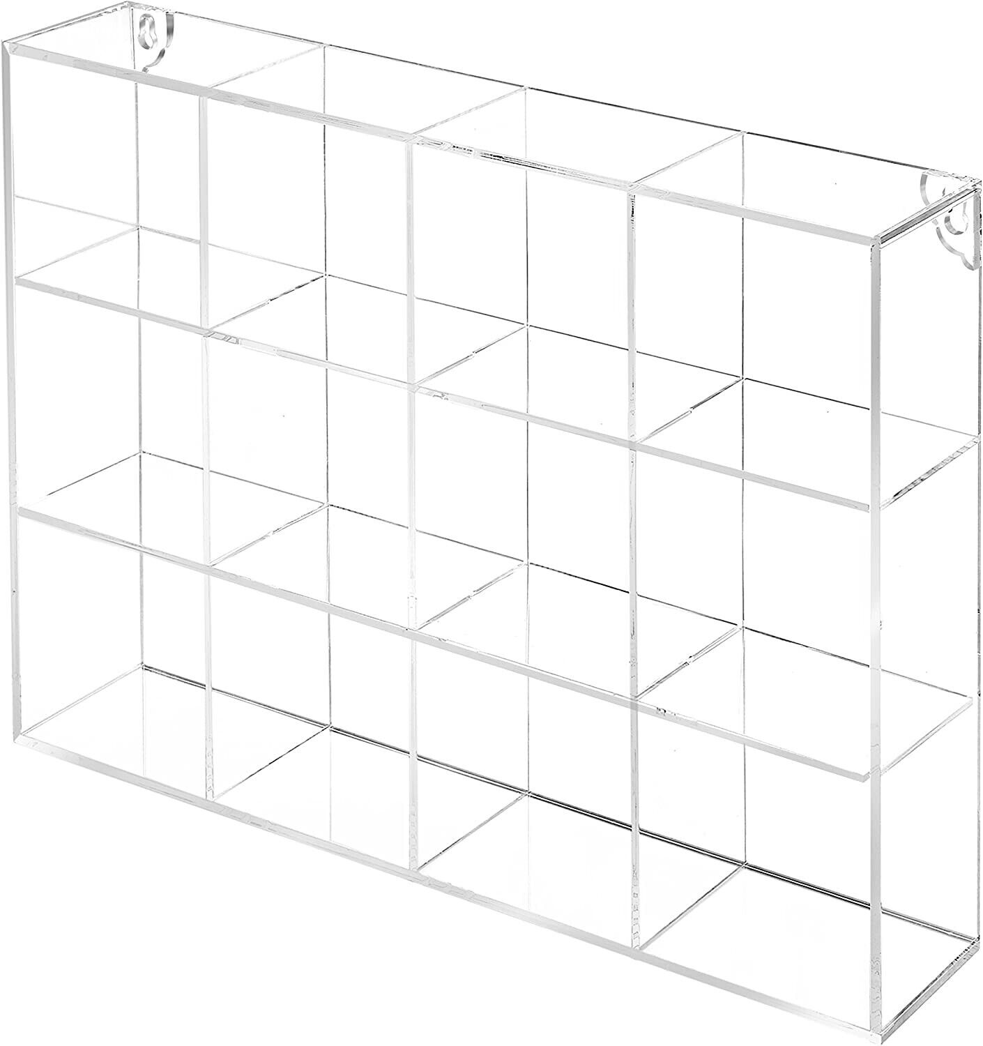 Wall Mounted Clear Acrylic Compartment Organizer Rack, Display Shadow Box Shelf