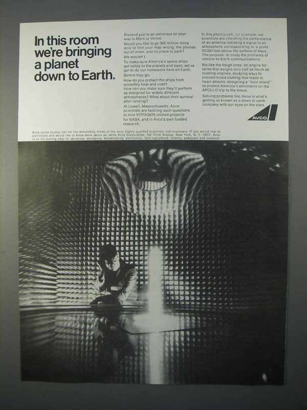 1966 Avco Corporation Ad, Bringing Planet Down to Earth