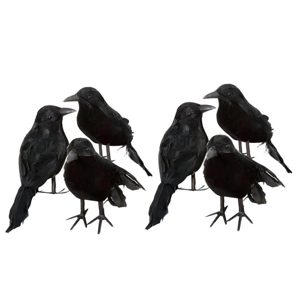 Realistic Halloween Crow Props Decor Bird Black Feathered Crows Xmas Ornaments