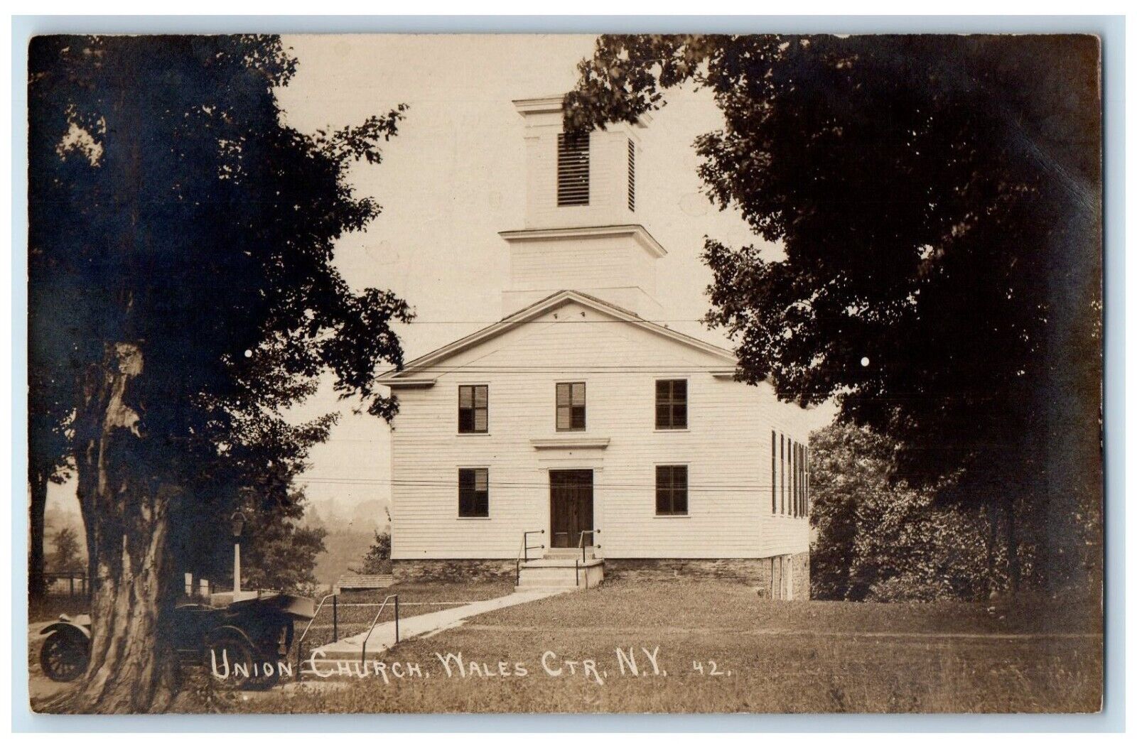 c1910's Union Church Wales Center New York NY RPPC Photo Antique Postcard
