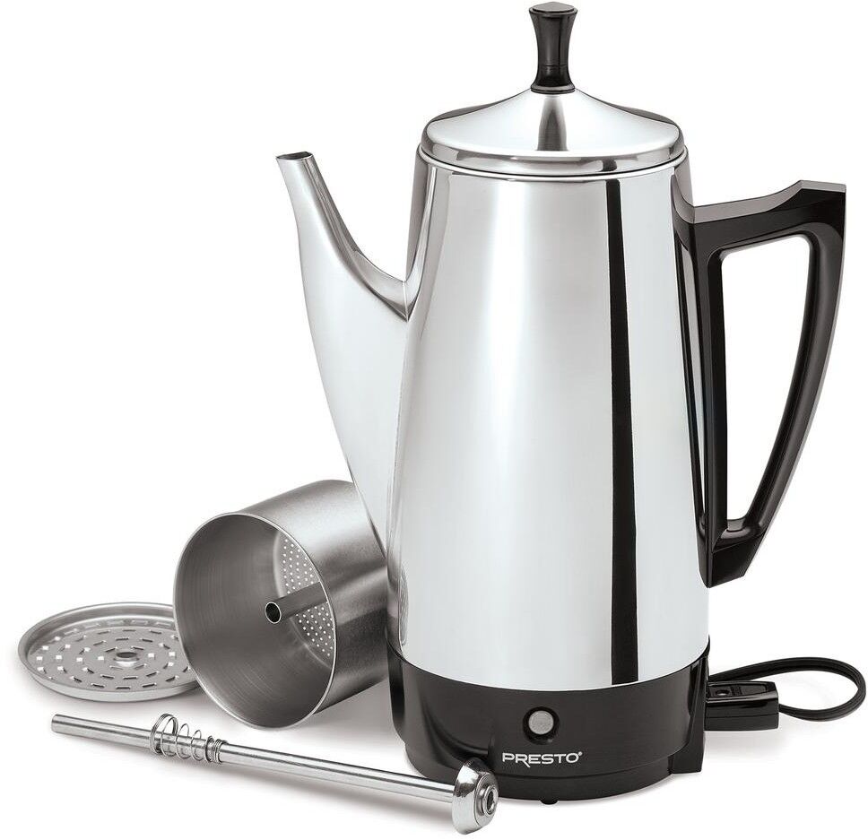Presto Electric Coffee Maker Percolator 12-Cup Corded Filter Stainless Steel
