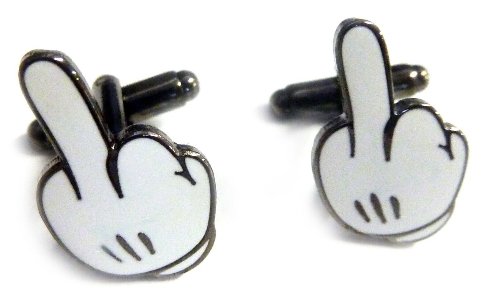 Mickey Mouse Middle Finger Disney Fantasy Wedding Suit Cufflink Cuff Links Set