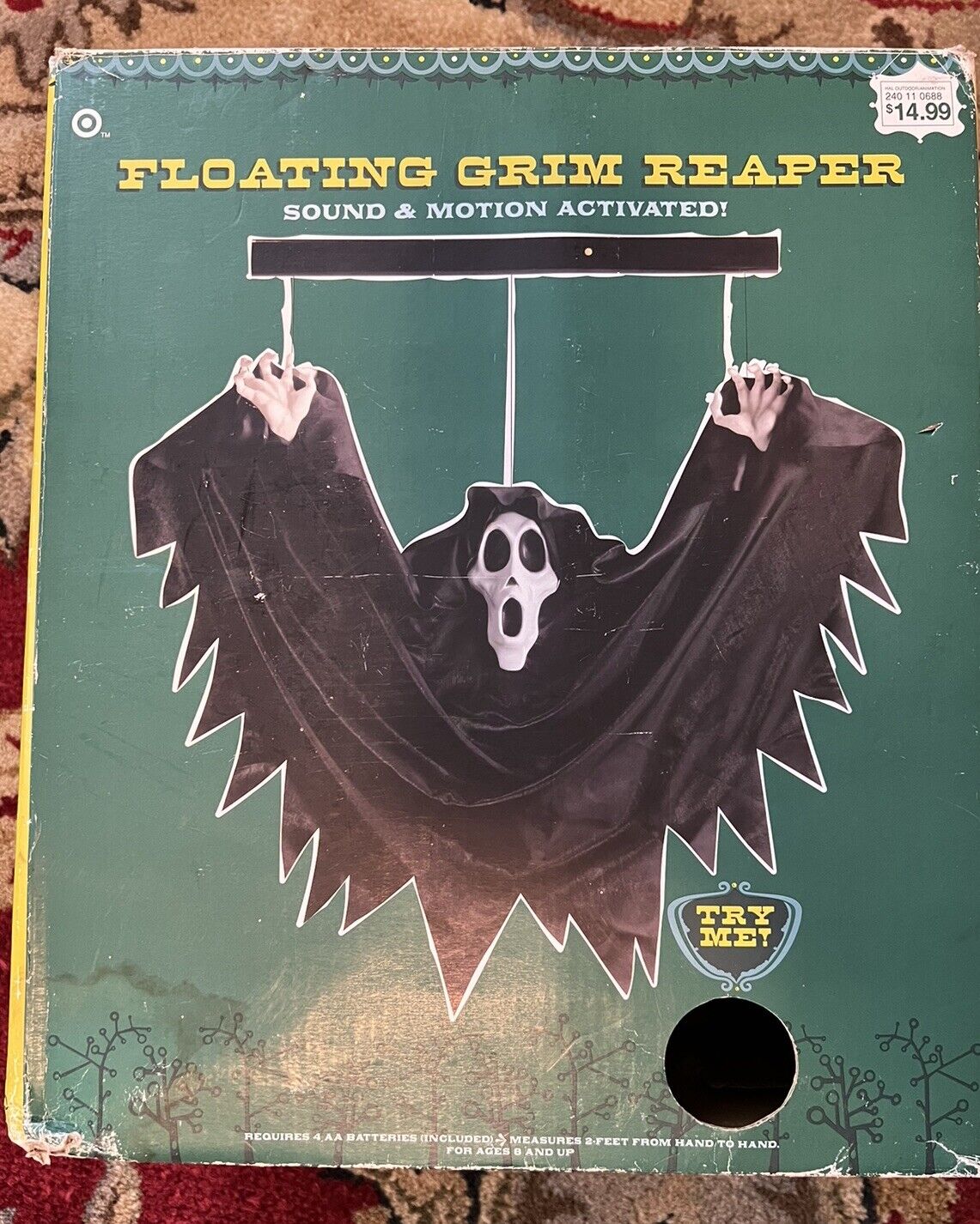 Gemmy Floating Grim Reaper Sound & Motion Activated Halloween Prop Spooky Sounds