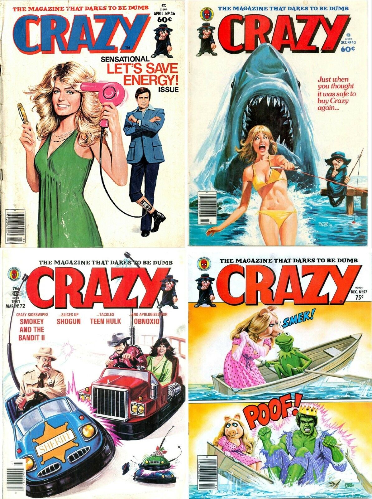 105 OLD ISSUES OF CRAZY ILLUSTRATED SATIRE HUMOR FUNNY COMICS MAGAZINE ON DVD
