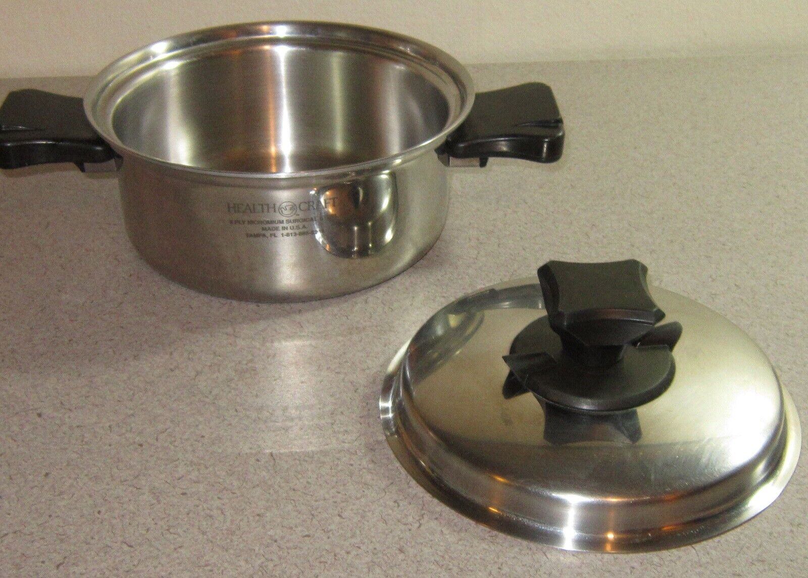 HEALTH CRAFT 1.5 Qt SAUCEPAN Stock Pot w/VENTED LID 5-Ply Nicromium Surgical S.S