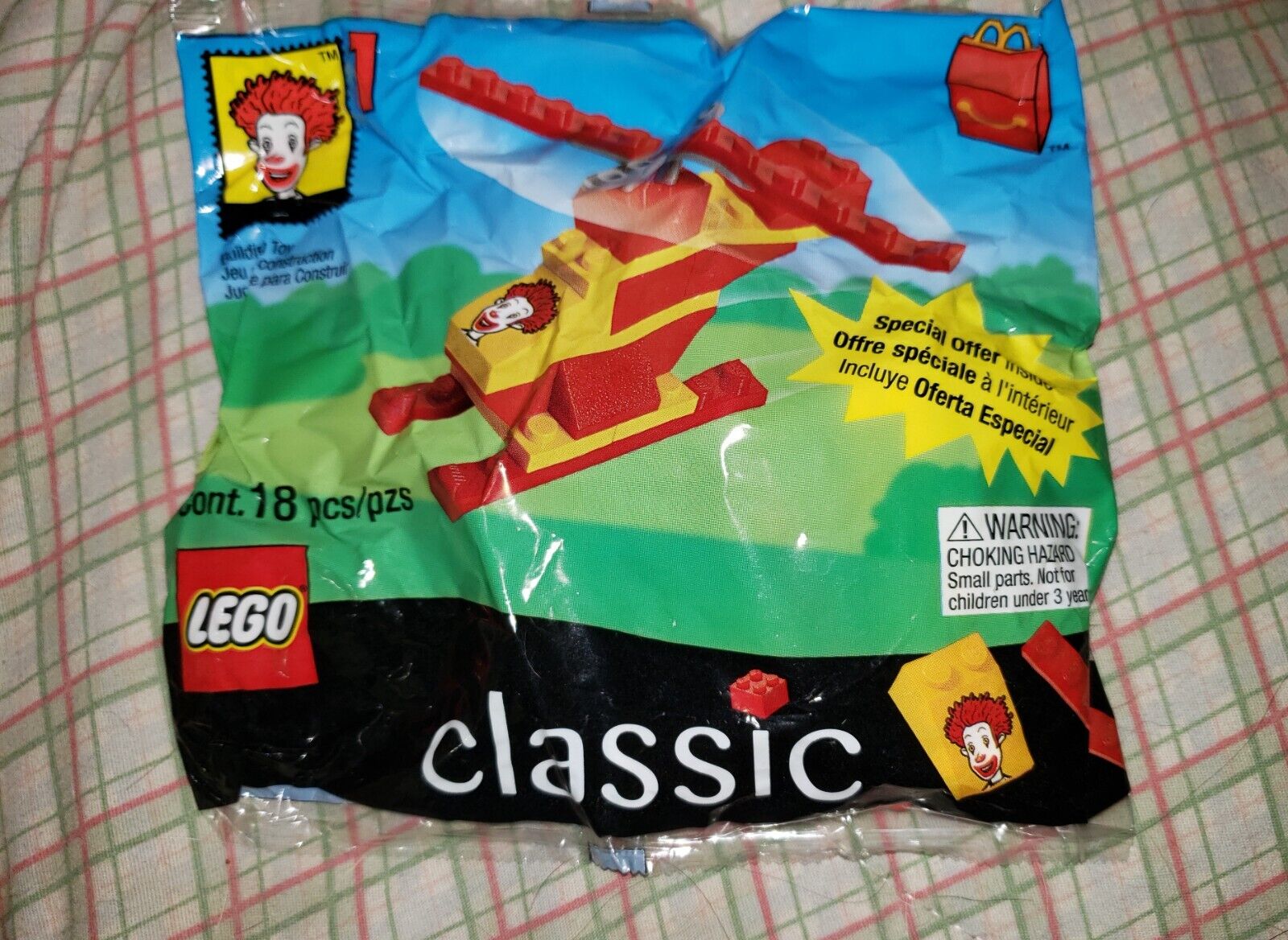 Lego Classic McDonalds No. 1 Happy Meal Helicopter 1999 NEW Sealed Polybag