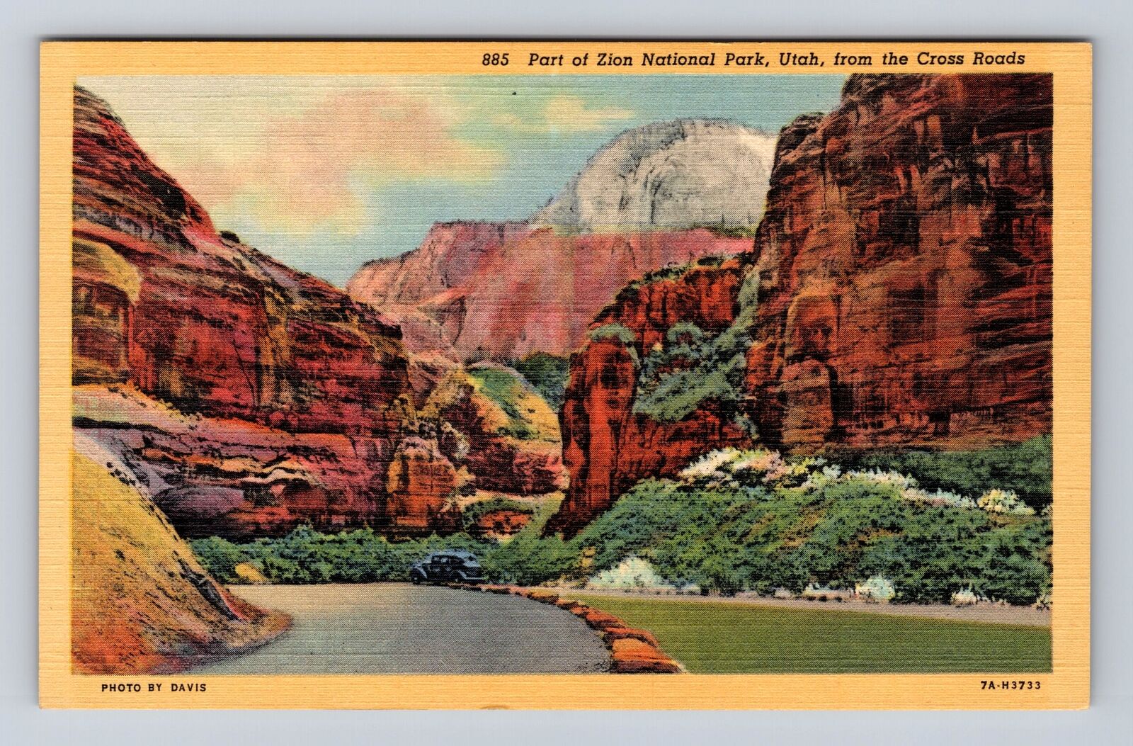 Zion National Park, Panoramic View, Series #885, Vintage Souvenir Postcard