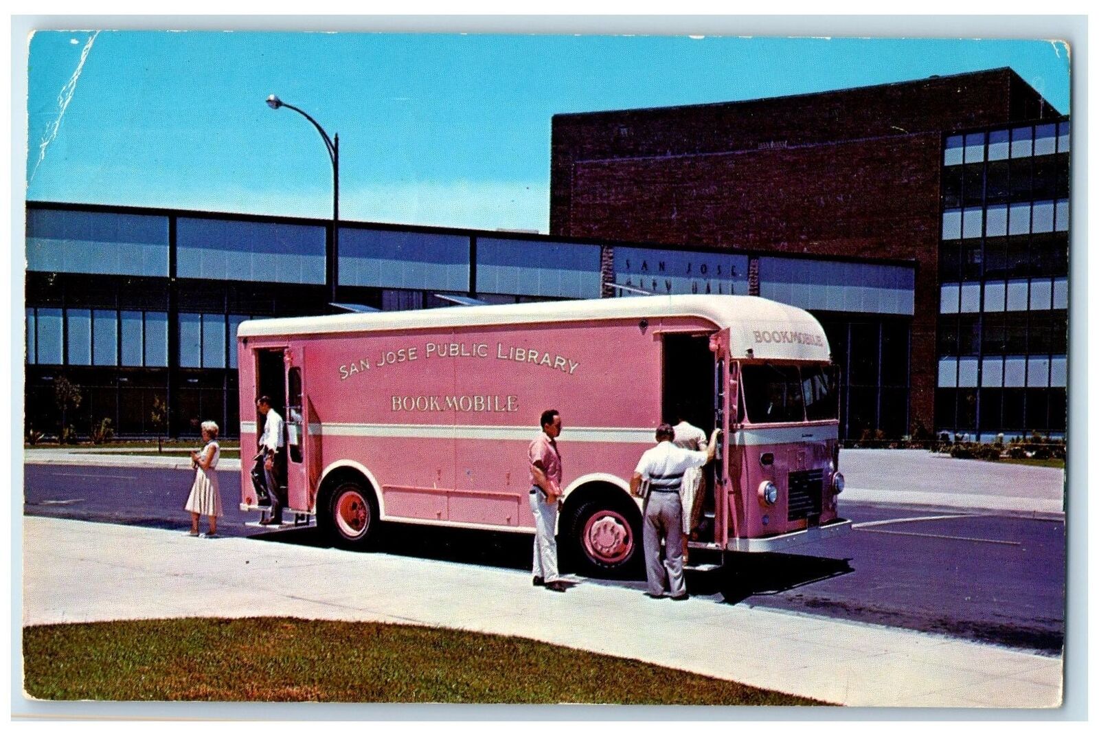 1959 Modern Bookmobiles For Modern Libraries Free People on Mobile View Postcard
