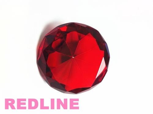 Round Crystal Diamond Paperweight Decor Red (2.25'' / 60 mm) 