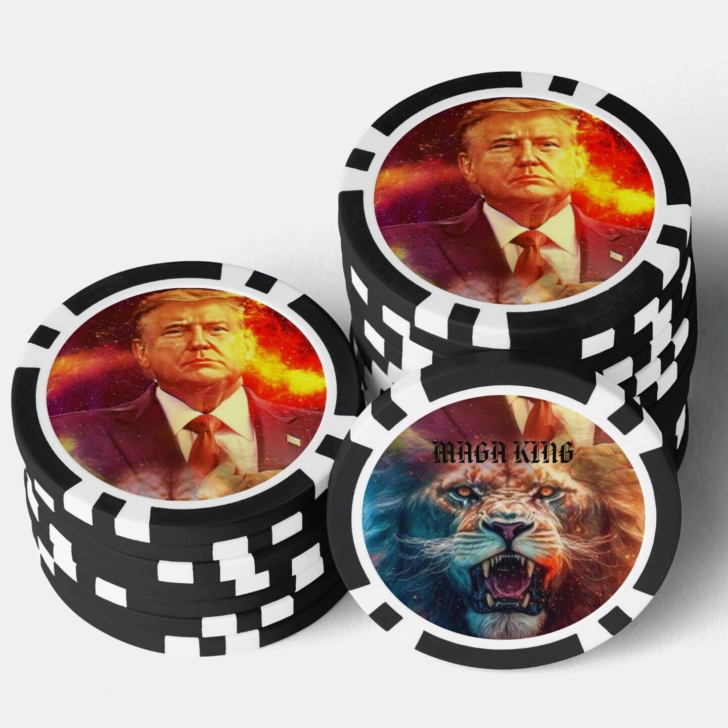 MAGA KING Donald J Trump (10) Poker Chips . Double Sided. 