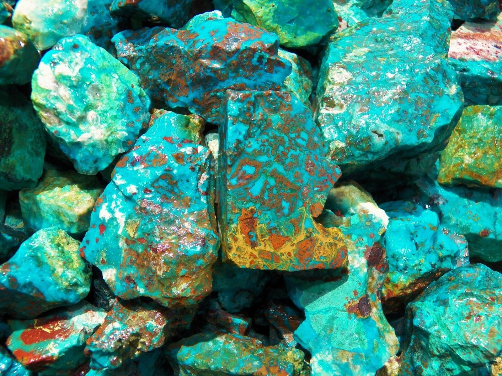 1000 Carat Lots of  Chrysocolla & Turquoise Rough - Plus a FREE Faceted Gemstone